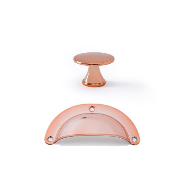 Kit 2 Puxadores Dourado Ponto E 6 Puxadores Concha Rose Gold