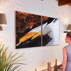 Kit 2 Quadro Tela Decorativa Com Moldura Abstrata Colorida -