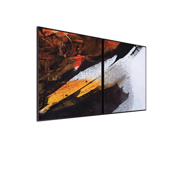 Kit 2 Quadro Tela Decorativa Com Moldura Abstrata Colorida -