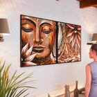 Kit 2 Quadro Tela Decorativa Com Moldura Buda - 70x70cm Preta