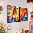 Kit 2 Quadro Tela Decorativa Com Moldura Buda E Flores - 70x7