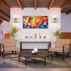 Kit 2 Quadro Tela Decorativa Com Moldura Buda E Flores - 70x7