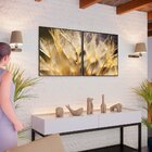 Kit 2 Quadro Tela Decorativa Com Moldura Dente De Leão E Gota