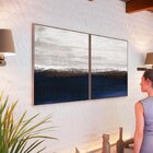 Kit 2 Quadro Tela Decorativa Com Moldura Estampa Abstrata Azu