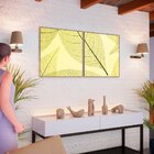 Kit 2 Quadro Tela Decorativa Com Moldura Folha Verde - 70x70c