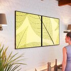 Kit 2 Quadro Tela Decorativa Com Moldura Folha Verde - 70x70c