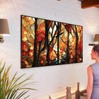 Kit 2 Quadro Tela Decorativa Com Moldura Tronco E Folhas - 70