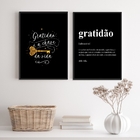 Kit 2 Quadros A Gratidão É A Chave da vida 24x18cm - Com Vidr