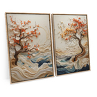 Kit 2 Quadros Abstrato Coast Wisdom Tree 120x80 Arte Em Canva
