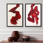 Kit 2 Quadros Abstratos Arte Moderna Vermelhos 45x34cm Moldur