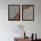 Kit 2 Quadros Abstratos Bauhaus - Angular Sinuosity 33x24cm -