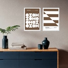 Kit 2 Quadros Abstratos Bauhaus - Marrom E Branco 45x34cm Mol