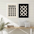 Kit 2 Quadros Abstratos Bauhaus - Preto E Bege 24x18cm - Com