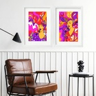 Kit 2 Quadros Abstratos Cantoras- 60x48cm Moldura:madeira Pre