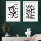 Kit 2 Quadros Abstratos Faces - 60x48cm Moldura:madeira Branca