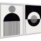 Kit 2 Quadros Abstratos Formas E Linhas Preto E Branco 33x24c