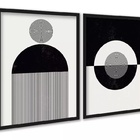 Kit 2 Quadros Abstratos Formas E Linhas Preto E Branco 33x24c