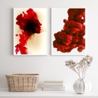 Kit 2 Quadros Abstratos Formas Mulher- Vermelho 33x24cm Moldu