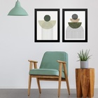 Kit 2 Quadros Abstratos Formas Orgânicas Verde 24x18cm - Com