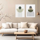 Kit 2 Quadros Abstratos Formas Orgânicas Verde 33x24cm Moldur