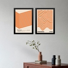 Kit 2 Quadros Abstratos Laranja E Bege - Bauhaus 45x34cm Mold