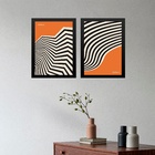 Kit 2 Quadros Abstratos Laranja E Preto - Bauhaus Curvas 24x1