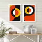 Kit 2 Quadros Abstratos Marrom Preto Mostarda 24x18cm - Com V