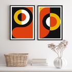 Kit 2 Quadros Abstratos Marrom Preto Mostarda 33x24cm - Com V