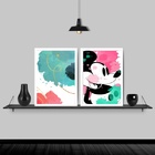Kit 2 Quadros Abstratos Mickey Mouse 45x34cm - Com Vidro Mold