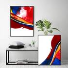 Kit 2 Quadros Abstratos Multicoloridos 33x24cm - Com Vidro Mo