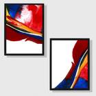 Kit 2 Quadros Abstratos Multicoloridos 33x24cm - Com Vidro Mo