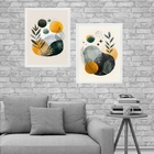 Kit 2 Quadros Abstratos Natureza Cosmos 24x18cm - Com Vidro M