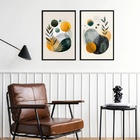 Kit 2 Quadros Abstratos Natureza Cosmos 45x34cm - Com Vidro M