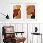 Kit 2 Quadros Abstratos Orgânicos Marrons - 60x48cm Moldura:m