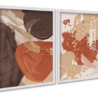 Kit 2 Quadros Abstratos Terracota Efeito Tinta 45x34cm - Com