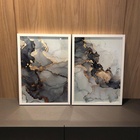 Kit 2 Quadros Abstratos Textura Marmorizado 24x18cm - Com Vid