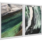 Kit 2 Quadros Abstratos Verde - Efeito Pintura 33x24cm - Com