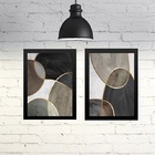 Kit 2 Quadros Abstratos Versáteis Neutros 45x34cm - Com Vidro