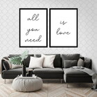 Kit 2 Quadros All You Need Is Love 60x40cm Moldura:madeira Pr