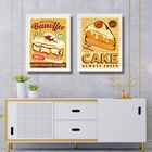 Kit 2 Quadros Amarelos Cozinha - Bolos 45x34cm - Com Vidro Mo