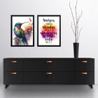 Kit 2 Quadros Amizade Beija-flor 24x18cm Moldura Branca