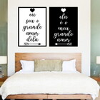 Kit 2 Quadros Amor Um Do Outro 45x34cm - Com Vidro Moldura:ma