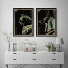 Kit 2 Quadros Animais Egípcios 24x18cm Moldura:madeira Branca