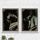 Kit 2 Quadros Animais Egípcios 45x34cm Moldura:madeira Branca