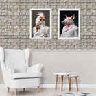 Kit 2 Quadros Animais - Porco E Galo Elegantes 33x24cm - Com