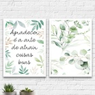 Kit 2 Quadros Aquarela Agradecer 45x34cm Moldura:madeira Bran