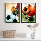 Kit 2 Quadros Aquarela Futebol- Bola E Chuteira 2 24x18cm - C