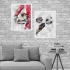 Kit 2 Quadros Aquarela Futebol Goleiro 24x18cm Moldura:madeir