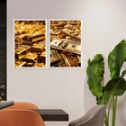 Kit 2 Quadros Arquétipo Dinheiro Fortuna 45x34cm Moldura Bran