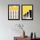 Kit 2 Quadros Arquitetura Bauhaus - Amarelo 24x18cm Moldura B